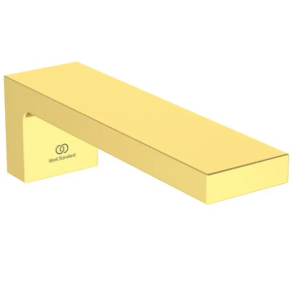 Wandauslauf in goldener Oberfläche von Ideal Standard, rechteckiges Design mit klaren Kanten, geeignet für moderne Badezimmereinrichtungen.